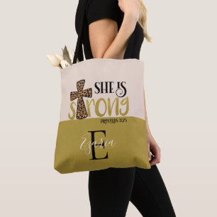 Tote Bag Chrétienne Personnalisée Elle Est Proverbe Forte 3