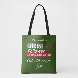 Tote Bag Christ Follower déguisé en électricien chrétien