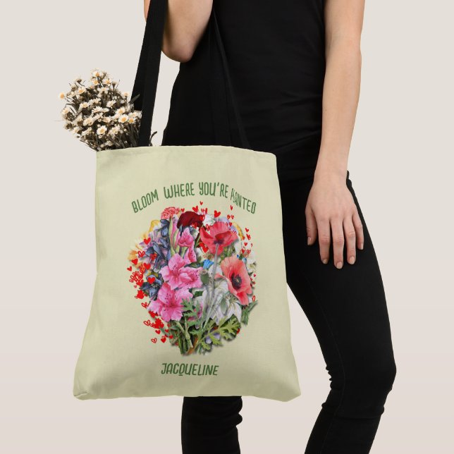 Tote Bag Christian BLOOM OÙ VOUS ÊTES PLANTÉ Floral Jaune (De près)