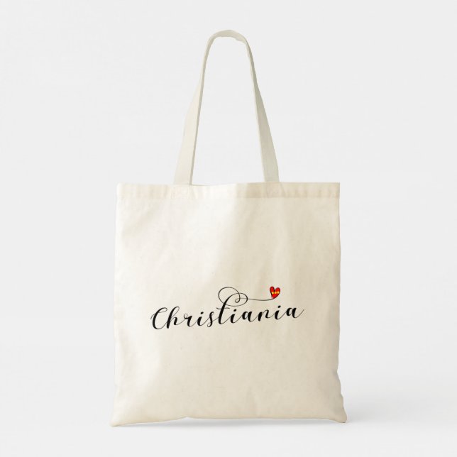Tote Bag Christiania Drapeau Coeur, Fristaden Christiania (Dos)