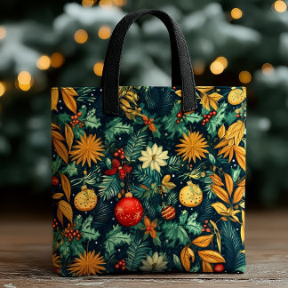 Tote Bag Christmas Botanical – Festive Ornaments & Florals