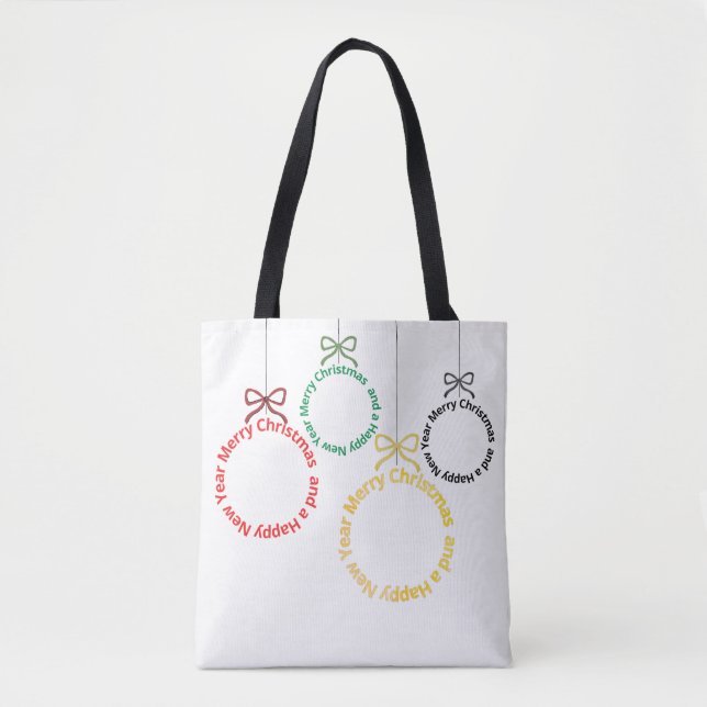 Tote Bag Christmas Ornaments Text Design (Devant)