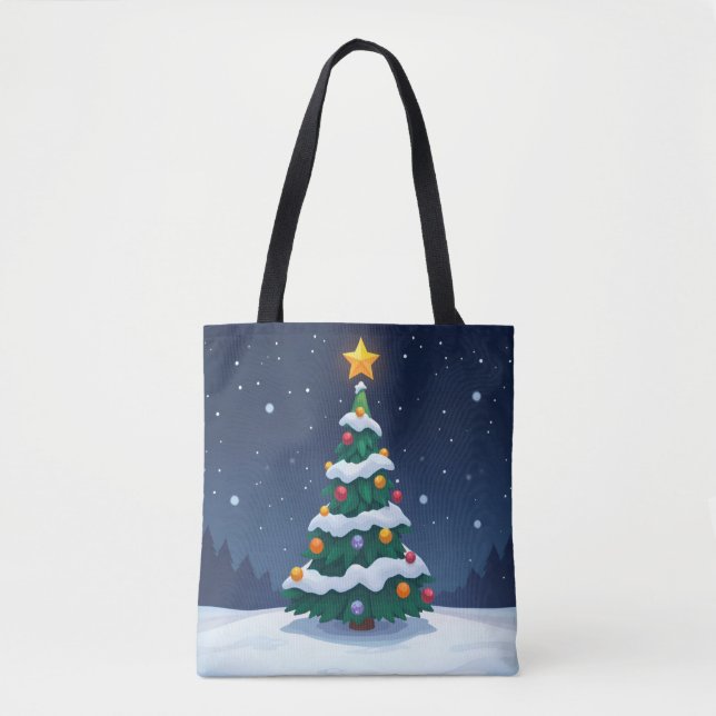 Tote Bag Christmas Tree with Snow Tote (Devant)