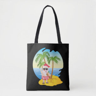Tote Bag Christmas Tropical Beach Funny Santa Claus