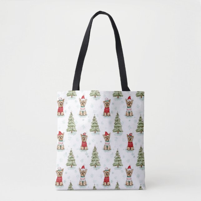 Tote Bag Christmas Yorkies Dog (Devant)