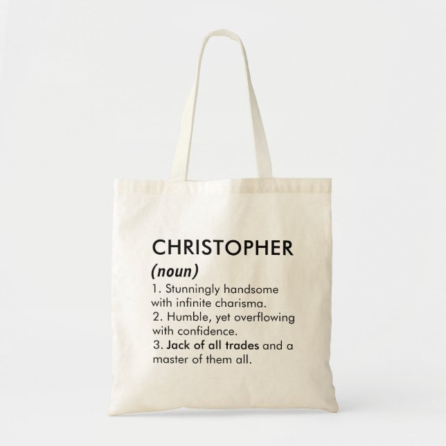 Tote Bag Christopher name, Editable name, Custom name (Devant)