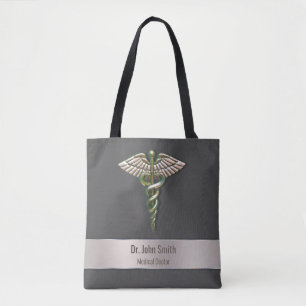 Tote Bag Chrome Holographique 3D Médicale Caduceus