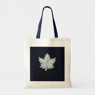 Tote Bag Chrome Like Maple Leaf on Carbon Fiber black