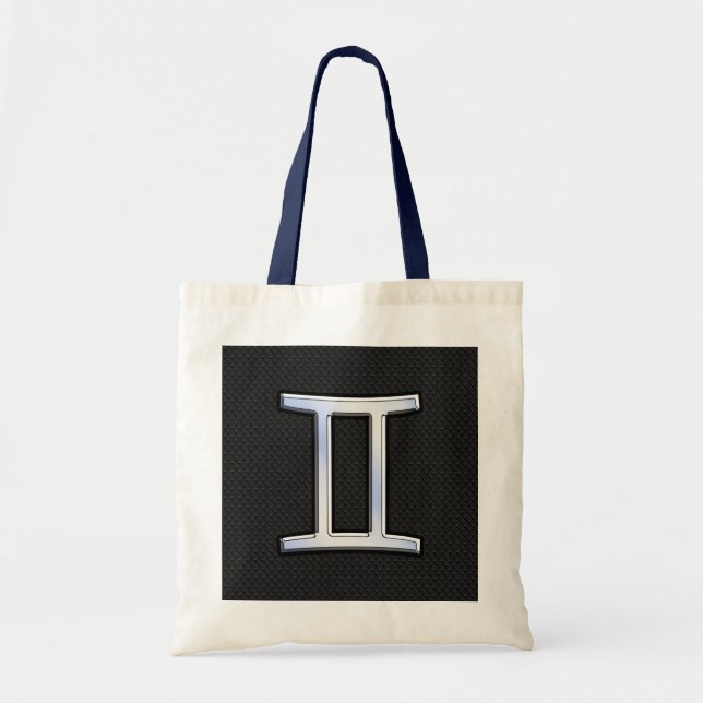 Tote Bag Chrome moderne comme le signe du zodiaque Gémeaux (Devant)