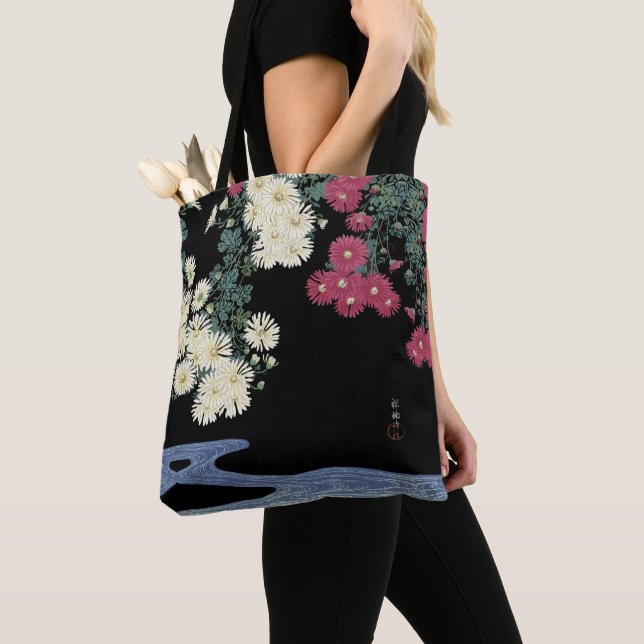 Tote Bag Chrysanthèmes, Eau courante, Floral japonais (De près)