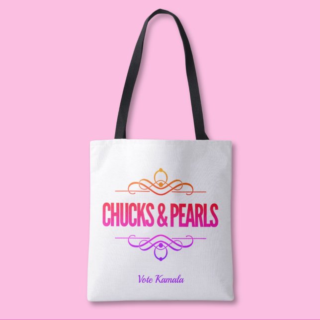Tote Bag Chucks & Perles Voter Kamala Black (Créateur téléchargé)