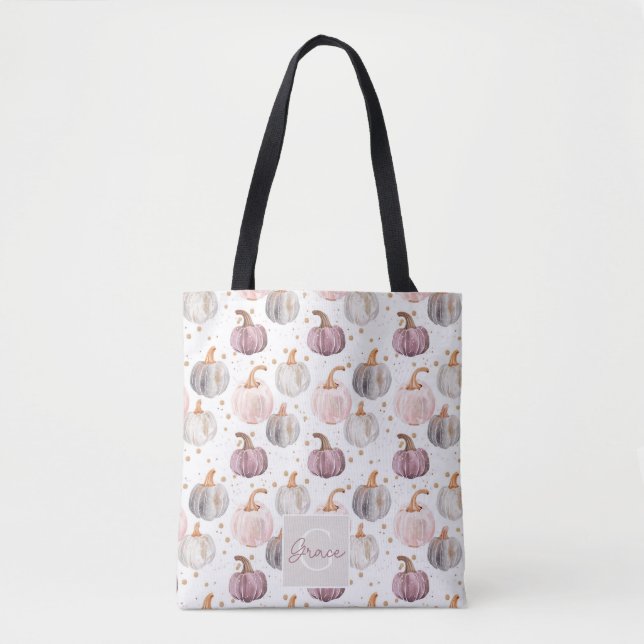 Tote Bag Chute de Citrouille d'aquarelle personnalisée (Devant)