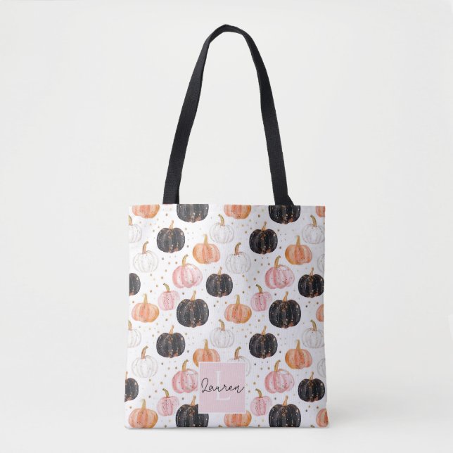 Tote Bag Chute de Citrouille d'aquarelle personnalisée (Devant)