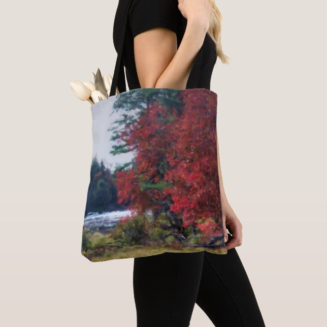 Tote Bag Chute Foliage Pond Peinture Nature Art (De près)