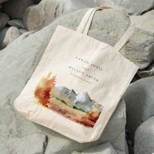 Tote Bag Chute Rouille Orange Mountain Trees Mariage de feu