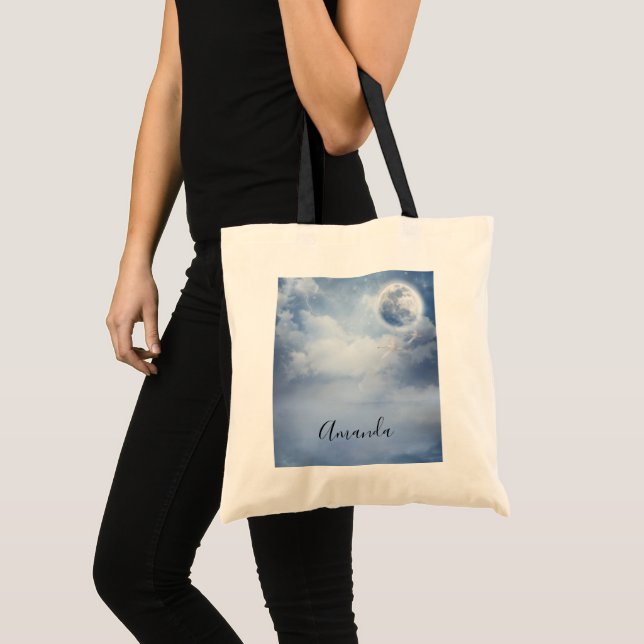 Tote Bag Ciel bleu magique avec cygnes volants (Devant (produit))