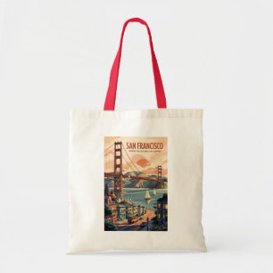 Tote Bag Ciel de San Francisco Californie Voyage Art Rétro