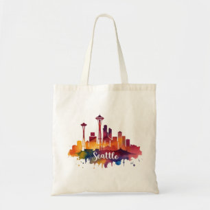 Tote Bag Ciel de Seattle à l'aquarelle