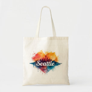 Tote Bag Ciel de Seattle à l'aquarelle