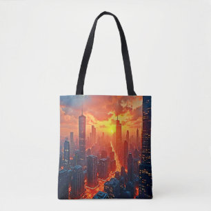 Tote Bag Ciel Doré : Art du Coucher de Soleil de la Ville R
