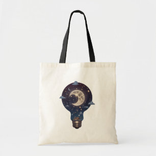 Tote Bag Ciel nocturne et cottage à l'intérieur d'une ampou