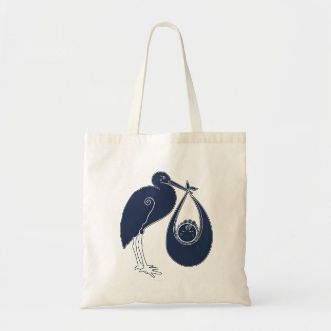 Tote Bag Cigogne bleue (Devant)