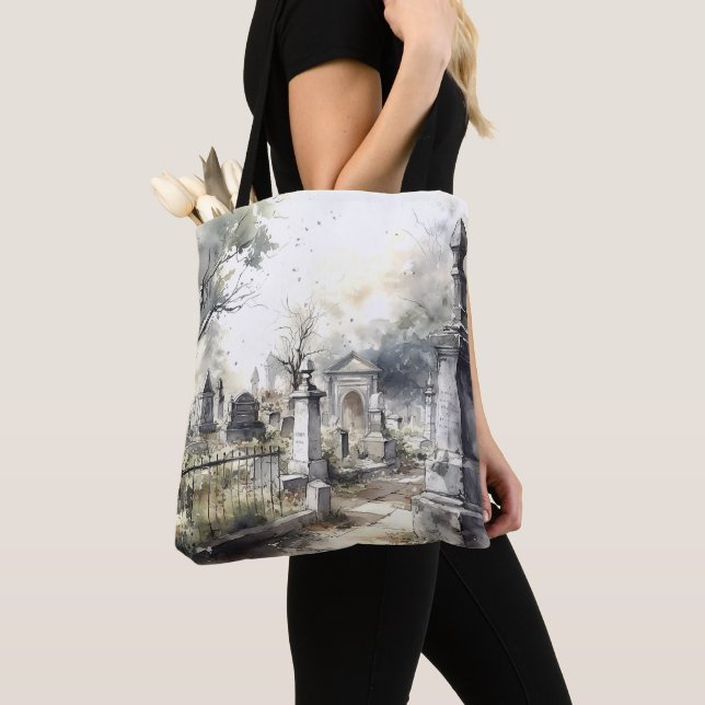 Tote Bag Cimetière déplaisant Graveyard Graves Croisés Hall (De près)