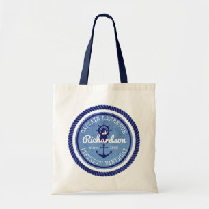 Tote Bag cinquantième Capitaine Nautical Rope Anchor Helm