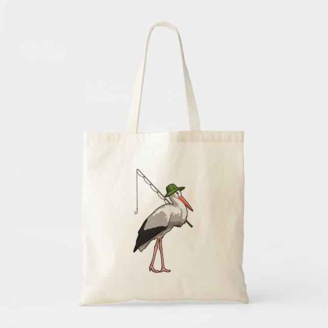 Tote Bag Cire à la pêche avec canne à pêche (Devant)