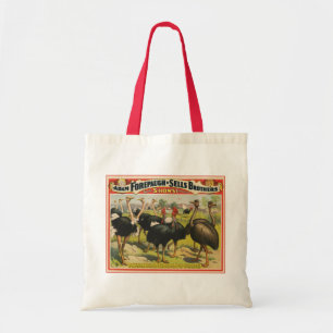 Tote Bag Cirque vintage Montrant Des Ostriches Et De Grands