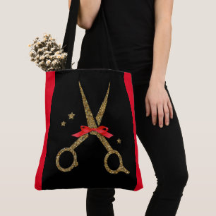 Tote Bag Ciseaux à parties scintillant dorée XL - Coiffeu