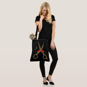 Tote Bag Ciseaux de parties scintillant d'or XL - Coiffeur 