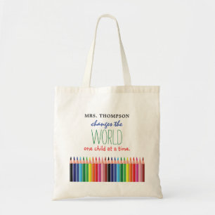 Tote Bag Citation au crayon coloré Appréciation des enseign