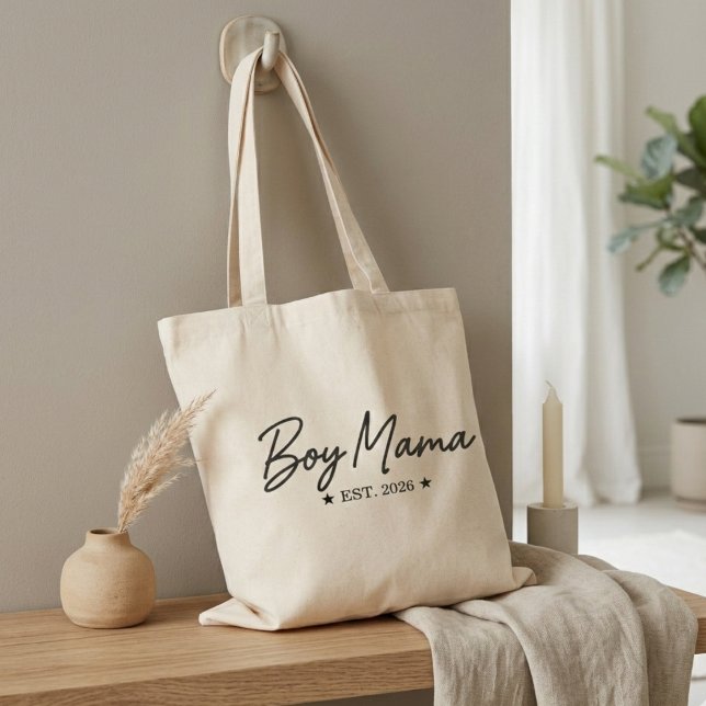 Tote Bag Citation Boy Mama Script Année Moderne Maternité (Créateur téléchargé)