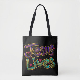 Tote Bag Citation Chrétienne ‘Jésus Vit’ Nom Personnalisé