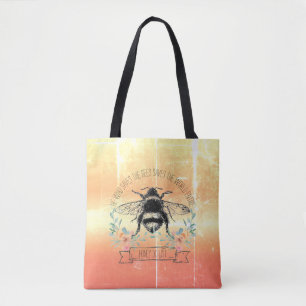Tote Bag Citation d'abeilles de miel illustrée