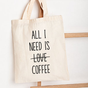 Tote Bag Citation de café drôle Simple Minimaliste