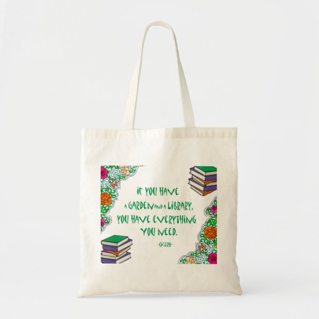 Tote Bag Citation de Cicero sur les bibliothèques (Devant)