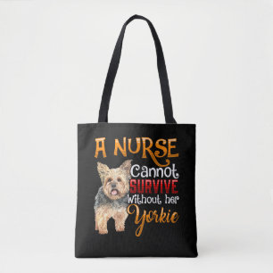 Tote Bag Citation de l'infirmière adorante de Cute Yorkie