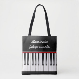 Tote Bag citation de musique avec clavier de piano