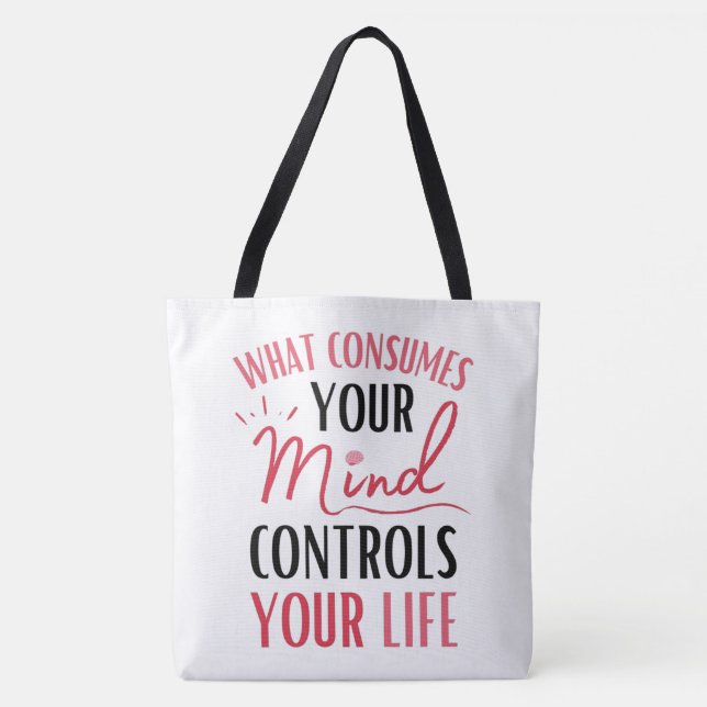 Tote Bag Citation de pensée positive inspirationnelle rouge (Devant)