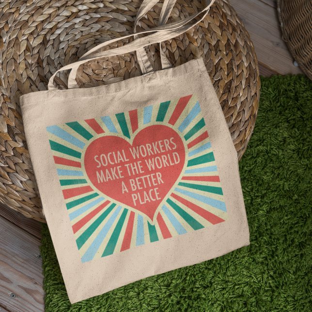Tote Bag Citation de travail social inspirationnel Coeur Co (Créateur téléchargé)