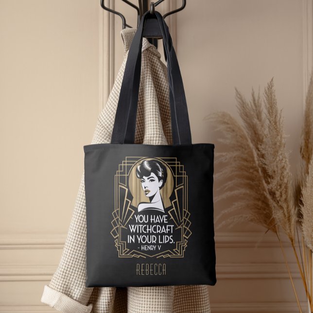 Tote Bag Citation de typographie moderne tendance Gold noir (Créateur téléchargé)