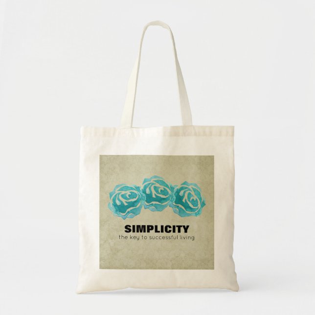 Tote Bag Citation de typographie simpliste avec Rose Turquo (Devant)