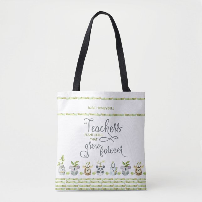 Tote Bag Citation d'Plantes et d'enseignants en pots de mig (Devant)