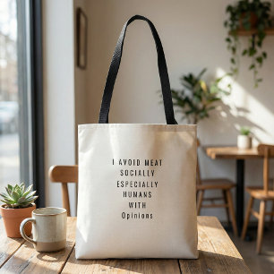 Tote Bag Citation drôle humoristique typographique noir et 