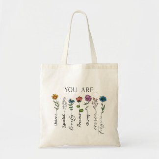 Tote Bag Citation florale inspirante Affirmation de fleurs