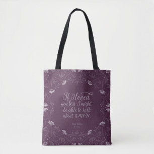 Tote Bag Citation florale pourpre d'amour de livre de Jane