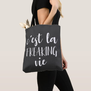 Tote Bag Citation française amusante Typographie en noir