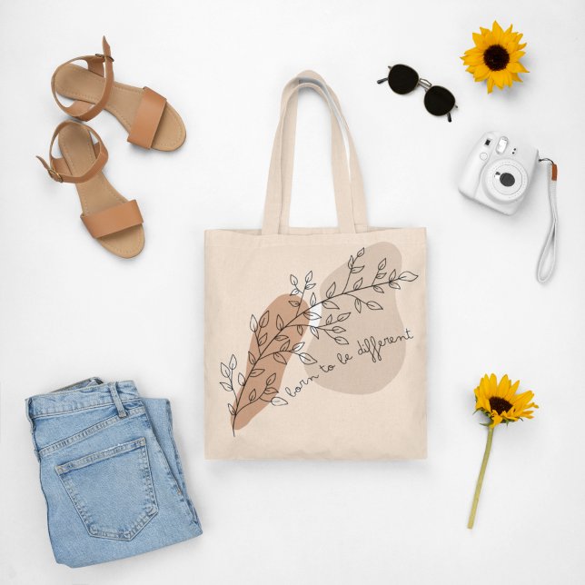 Tote Bag Citation motivante esthétique avec dessin plante (Créateur téléchargé)